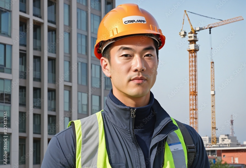 asian contruction worker portrait