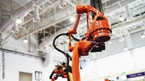 Close up of robotic arm for palletizing