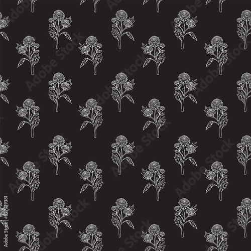 Wallpaper Mural Chrysanthemum flower in doodle style. Seamless pattern. Vector illustration on a black background. Torontodigital.ca