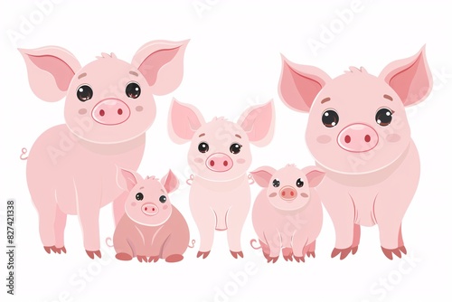 a group of pink pigs