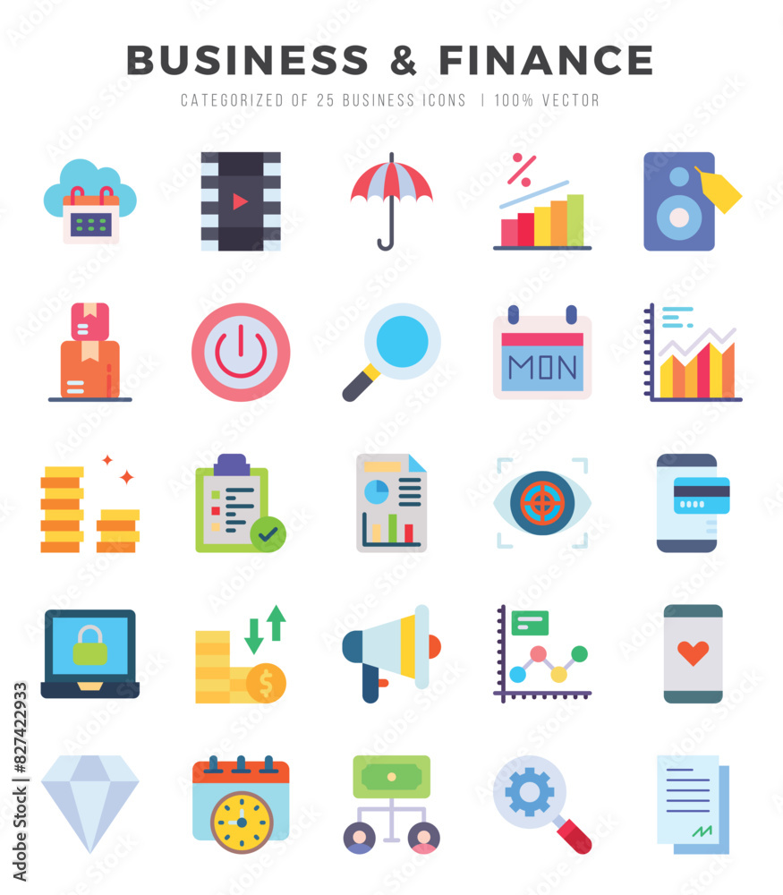 Business & Finance icons set. Vector illustration.