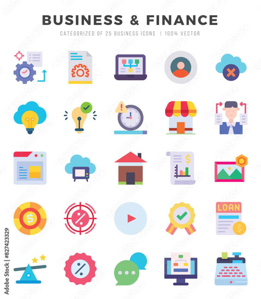 Set of Business & Finance icons. Vector Illustration.