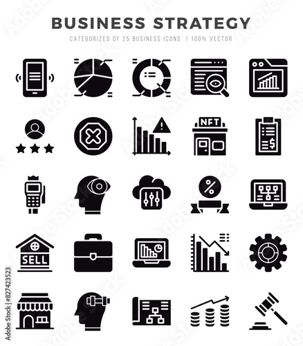 Business Strategy icons set. Vector illustration.