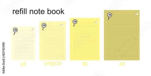 A5, A4, B5 size notebook design with a gray, cream background with eye ornaments. vector a set