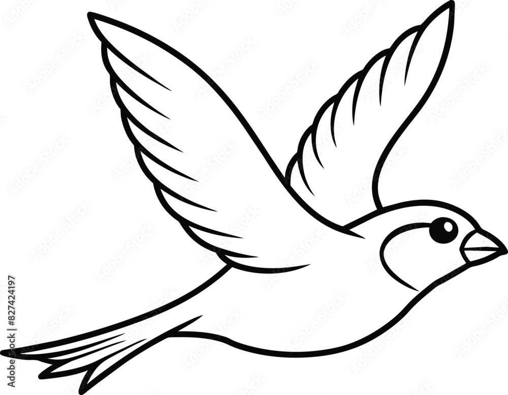 Obraz premium Sparrow silhouette vector illustration.