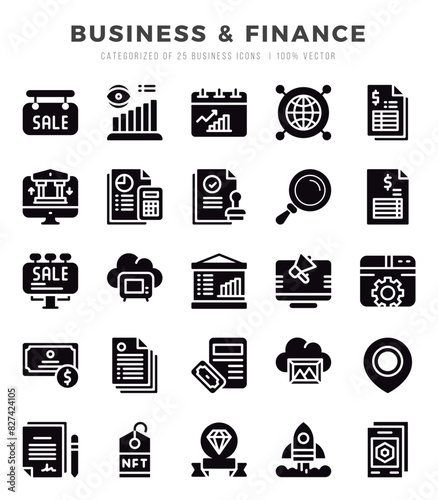 Set of Business & Finance icons. Vector Illustration.