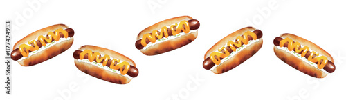 水彩で描いたポップなホットドッグのイラスト Generative AI