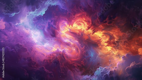 A stunning and mesmerizing abstract artwork depicting a cosmic energy cloud