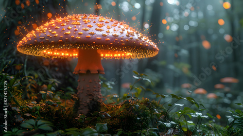 fly agaric mushroom, An enchanted forest rave where woodland creatures throw a funky dance party under the glow of magical mushrooms and sparkling fairy lights