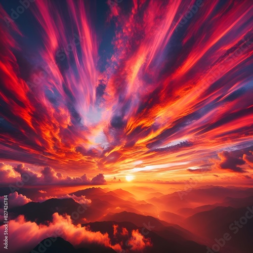 Vibrant Nature Sky Stunning Cloudscapes Sunset Horizons and Celestial Beauty High Quality