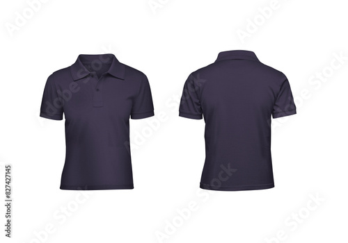 Ultimate Blank Mockup Set for Kids, Navy Polo Shirts with Front and Back Views Transparent Background Template.