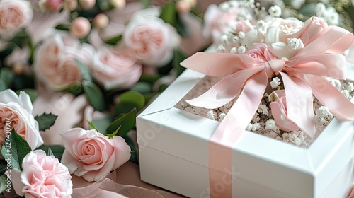 Creative floral concept presented in a white gift box