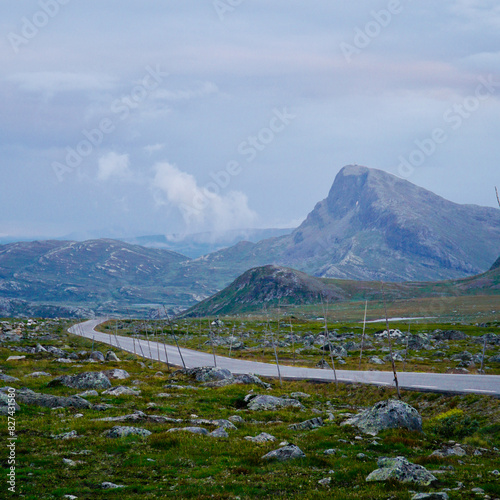 The Norwegian Scenic Route Valdresflye, with view of Bitihorn mountain in the background photo