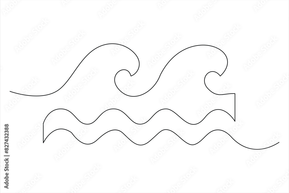 Continuous one line drawing of ocean sea wave outline vector art illustration
Continuous one line drawing of ocean sea wave outline vector art illustration