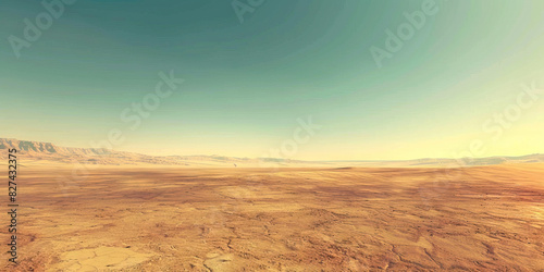 Deserted Desert Landscape  An expansive view of a desert landscape  stretching far into the distance with no signs of human activity  emphasizing the vast emptiness of the area