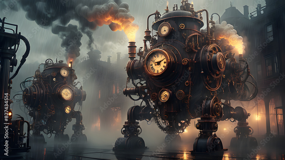 Obraz premium steam robot engine 