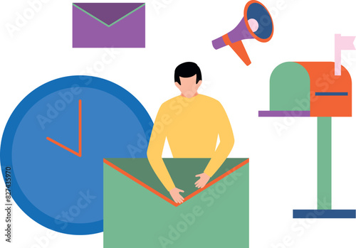 The boy is sending the mail.