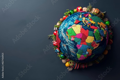 Earth with folklore symbols for World Folklore Day, clean background