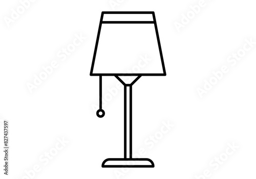 Icono negro de una lámpara de mesa.