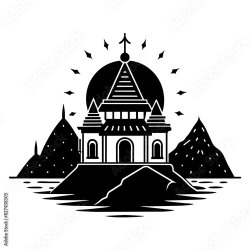 ashram vector silhouette illustration