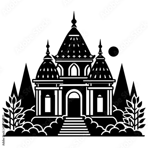 ashram vector silhouette illustration