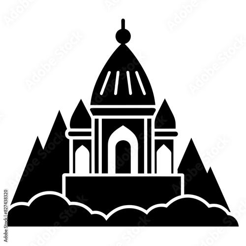 ashram vector silhouette illustration