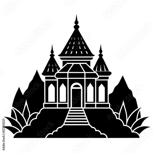 ashram vector silhouette illustration