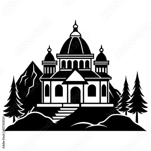 ashram vector silhouette illustration