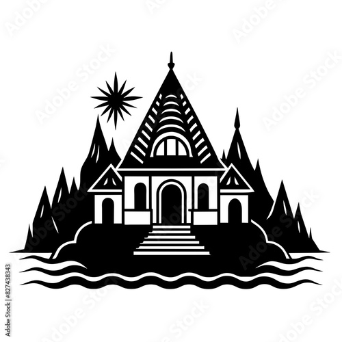 ashram vector silhouette illustration