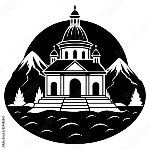 ashram vector silhouette illustration