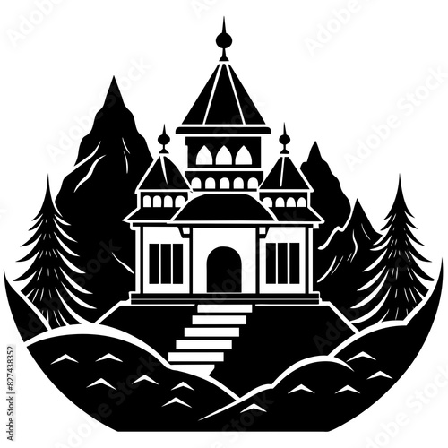 ashram vector silhouette illustration