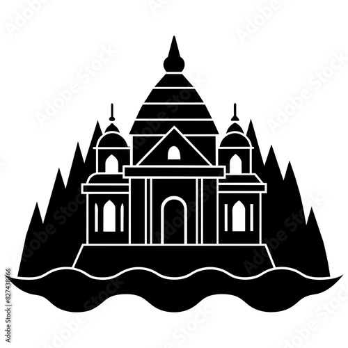 ashram vector silhouette illustration