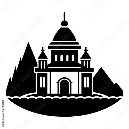 ashram vector silhouette illustration