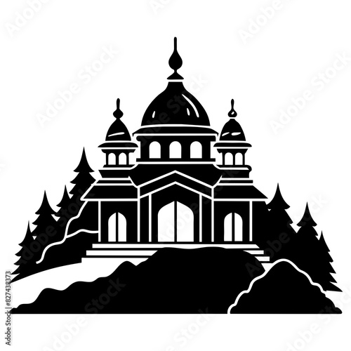 ashram vector silhouette illustration