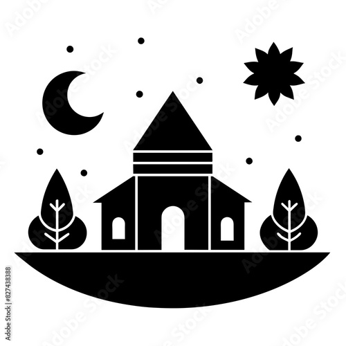 ashram vector silhouette illustration