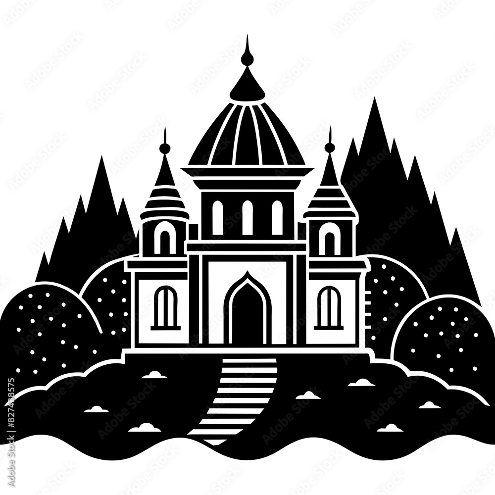 ashram vector silhouette illustration ashram vector silhouette illustration