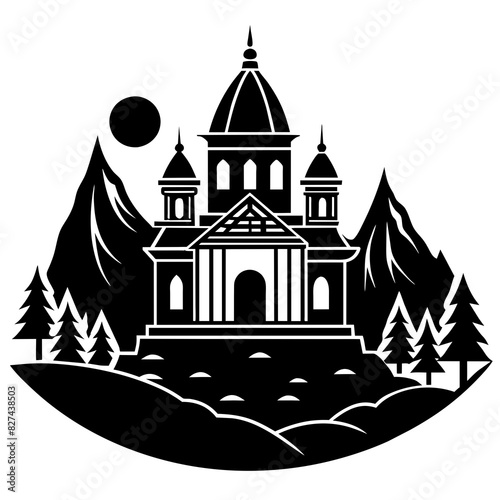 ashram vector silhouette illustration