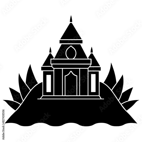 ashram vector silhouette illustration