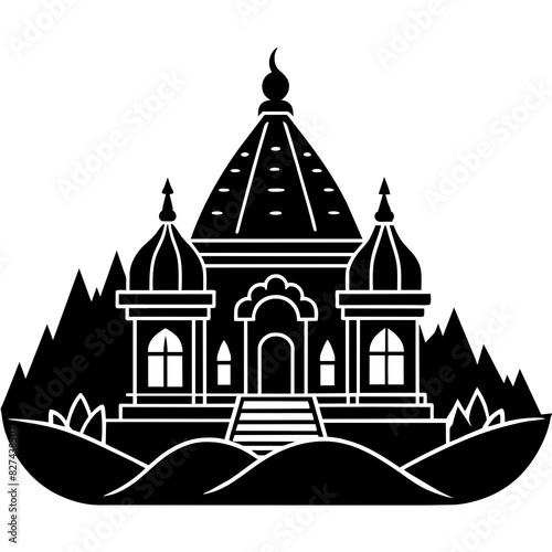 ashram vector silhouette illustration