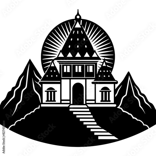 ashram vector silhouette illustration