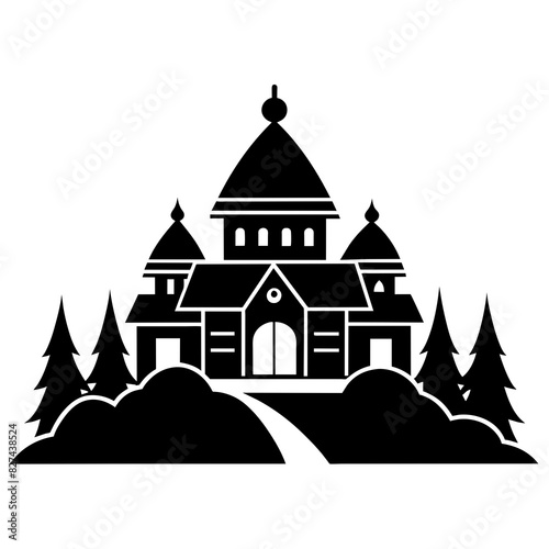 ashram vector silhouette illustration