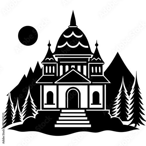ashram vector silhouette illustration