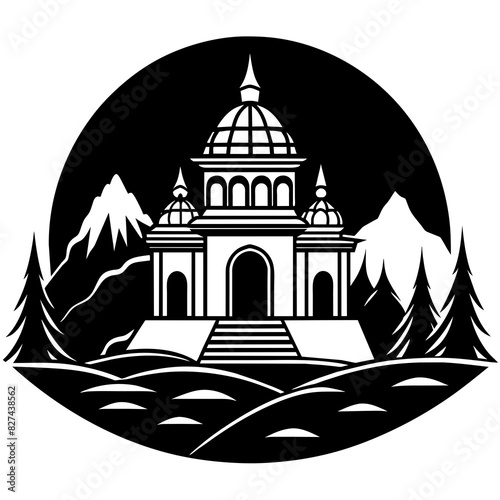 ashram vector silhouette illustration