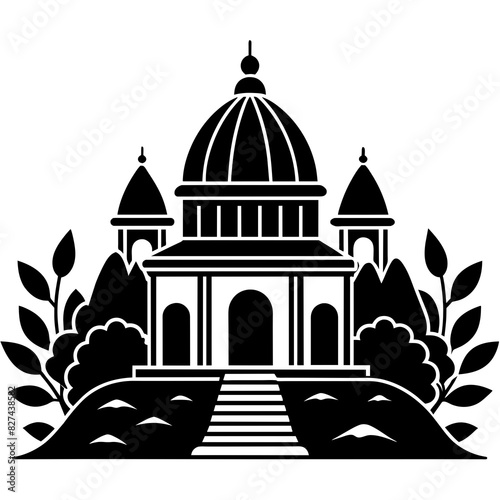ashram vector silhouette illustration