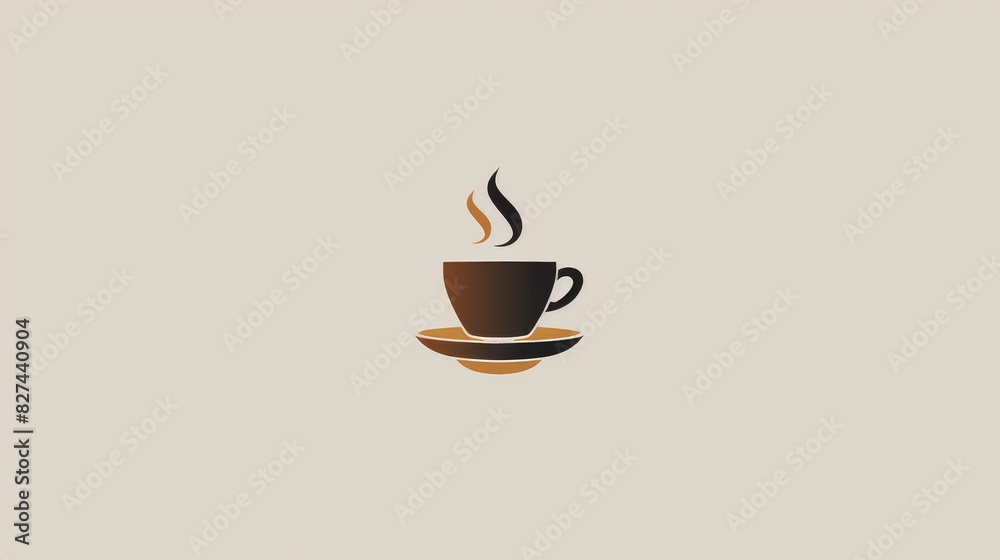 Obraz premium A sleek coffee shop logo featuring a minimalist coffee cup with steam, elegantly displayed on a crisp white background
