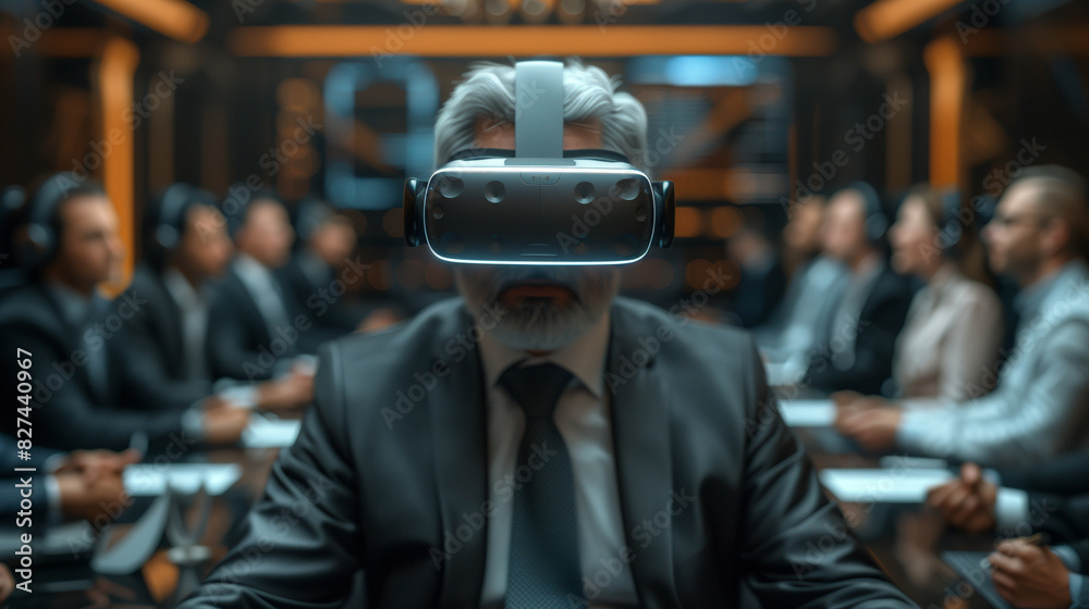 Obraz premium Business people wearing VR glasses in the office