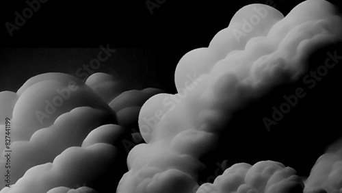Grey smoke explosion on black background, abstract smoke cloud background, bubble smoke cloud.