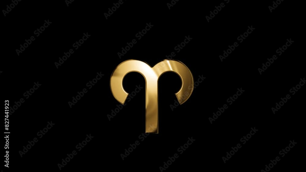 Golden zodiac sign Aries, horoscope, alpha channel Golden zodiac sign Aries, horoscope, alpha channel