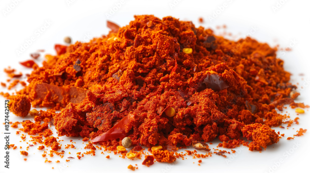 heap of ground cayenne pepper on white background heap of ground cayenne pepper on white background