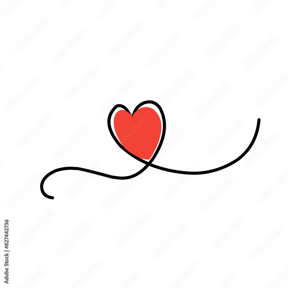 Heart Vector Continuous Line Art